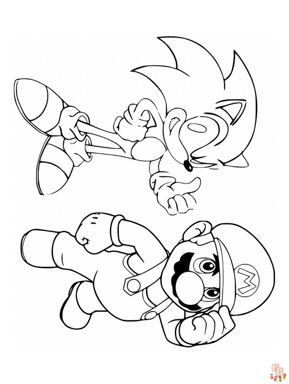 Sonic and Mario Coloring Pages