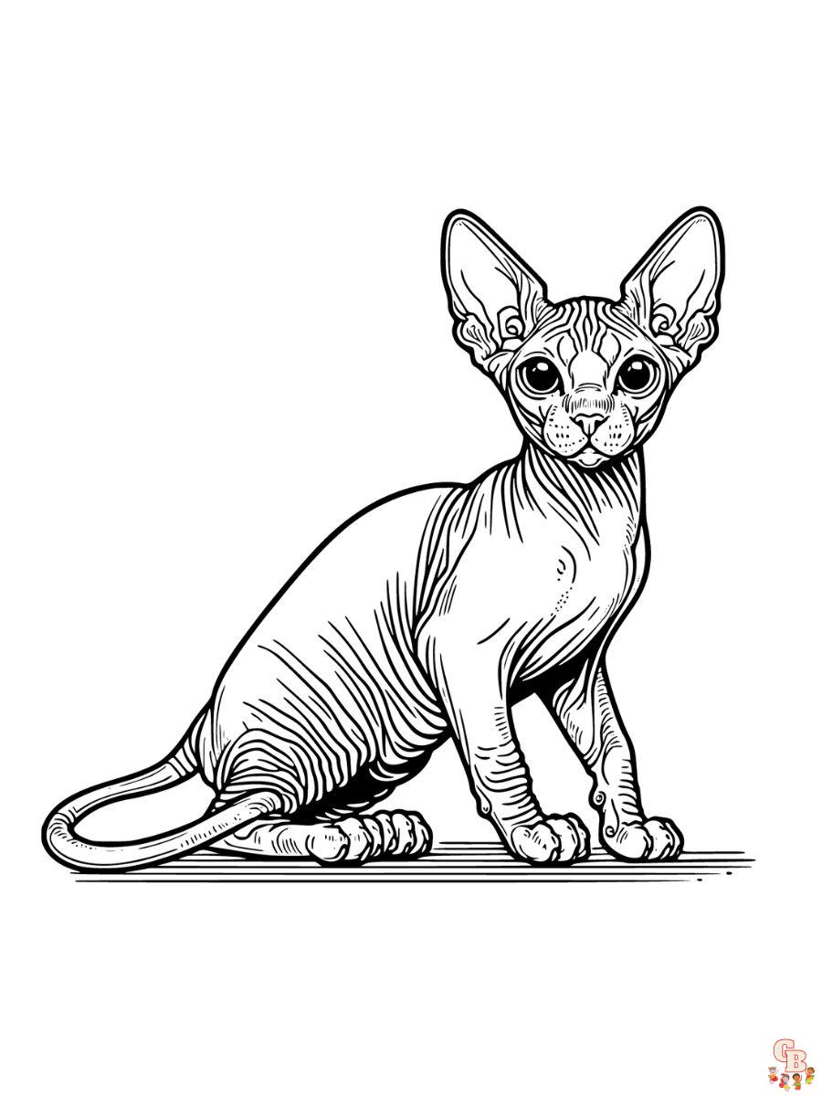 Sphynx cat coloring pages for kids