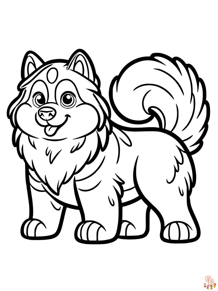 Standing Siberian Husky Coloring pages Free