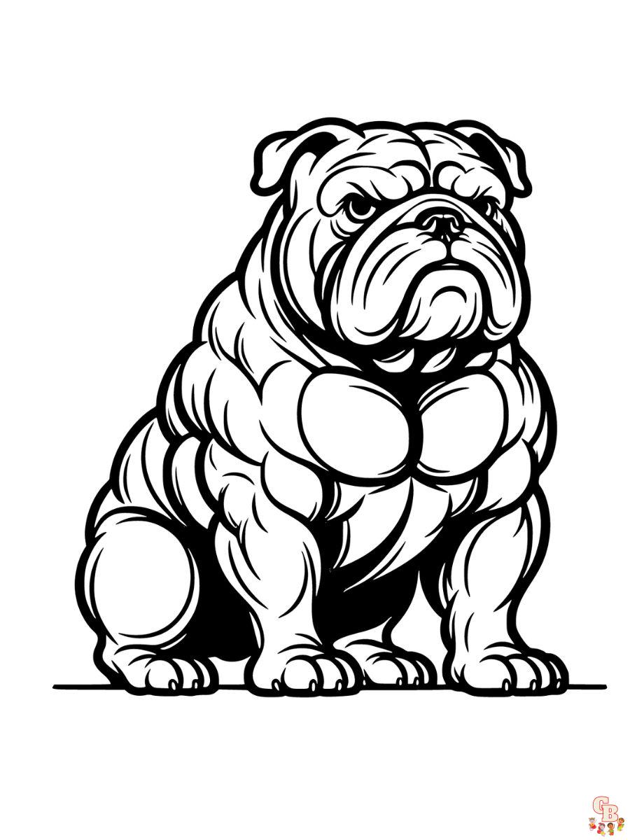 Strong Bulldog coloring pages to print