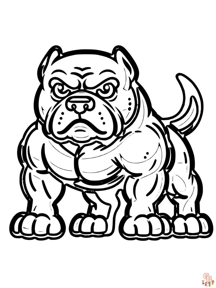 Strong Pitbull Coloring Pages free