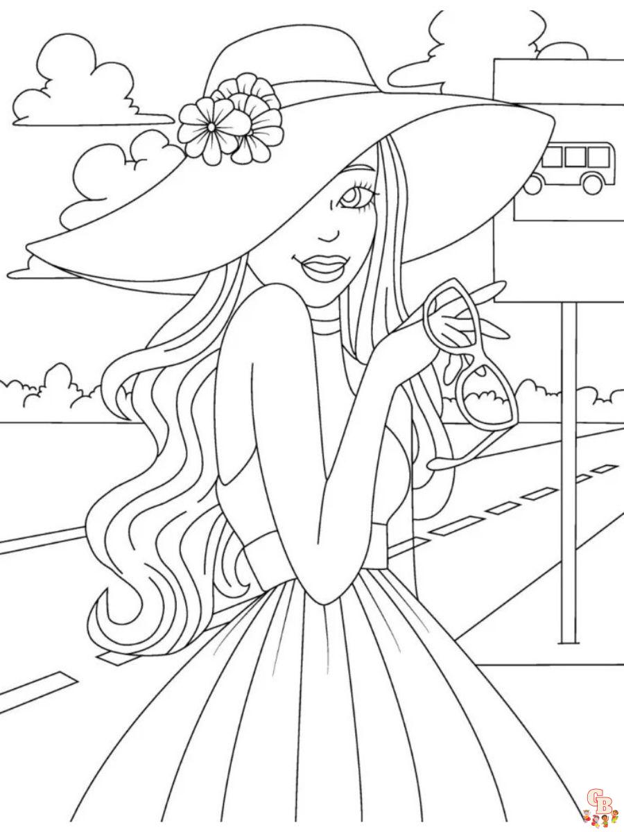 Summer barbie coloring page