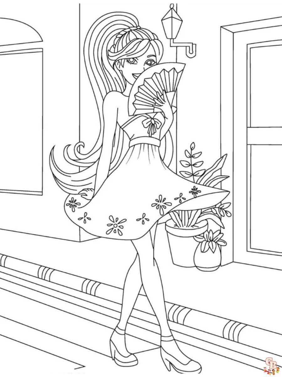 Summer barbie coloring pages