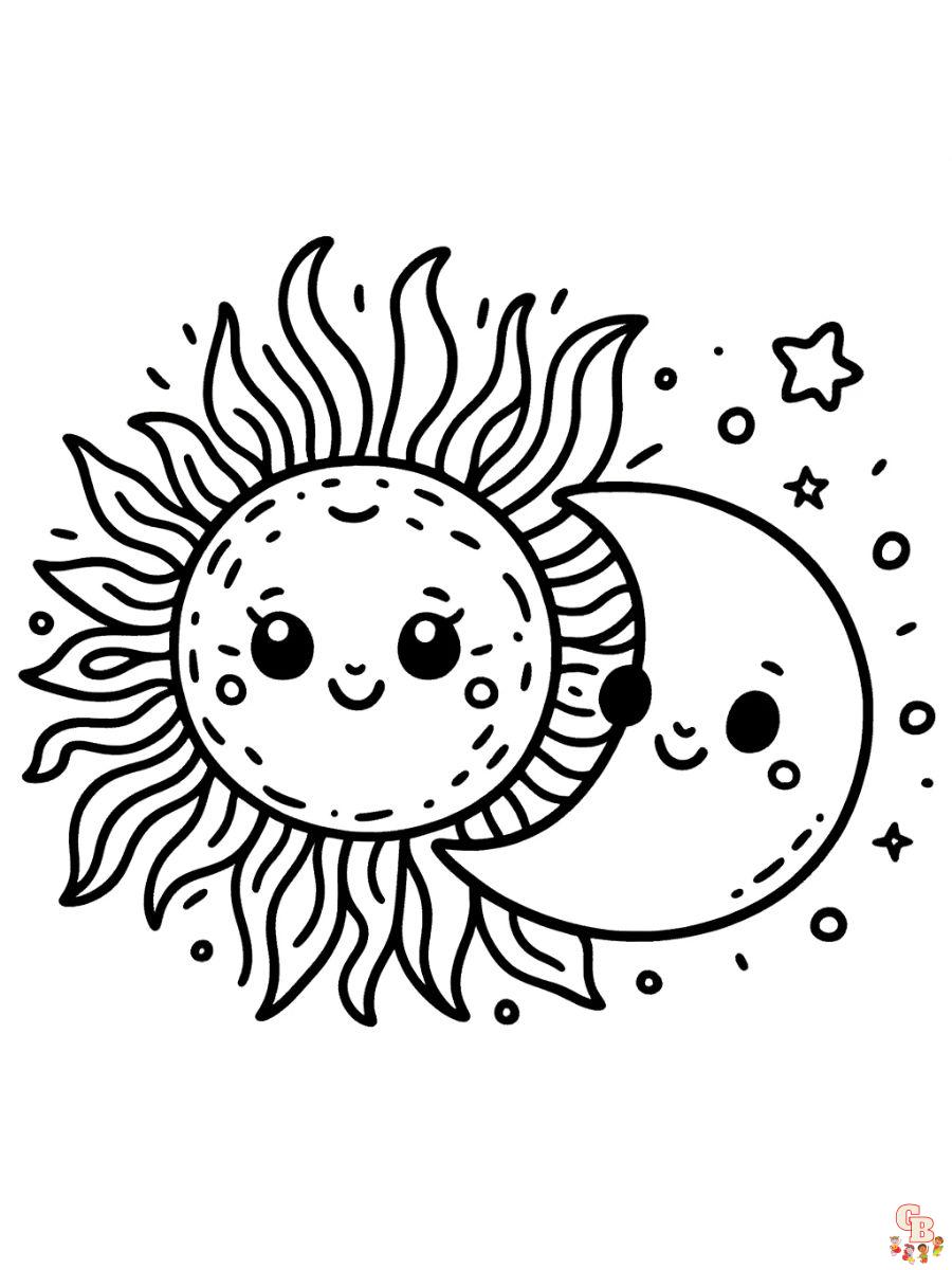 Sun and Moon Coloring Page