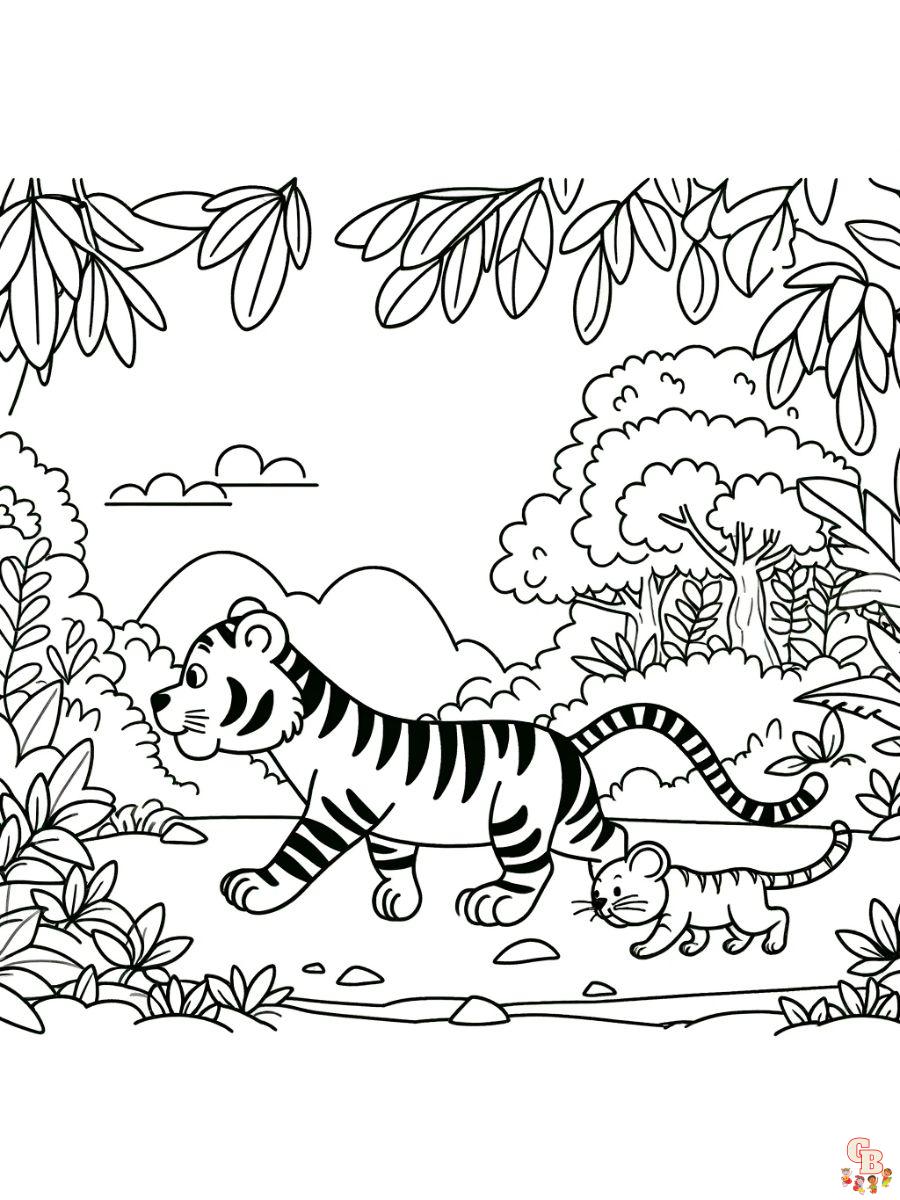 Tiger Hunting Coloring Pages printable