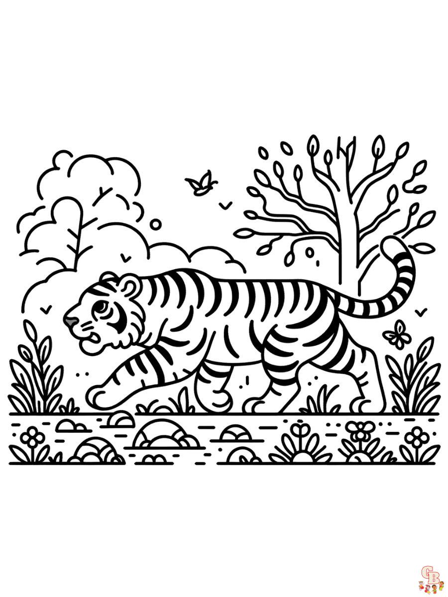 Tiger Hunting Coloring Pages