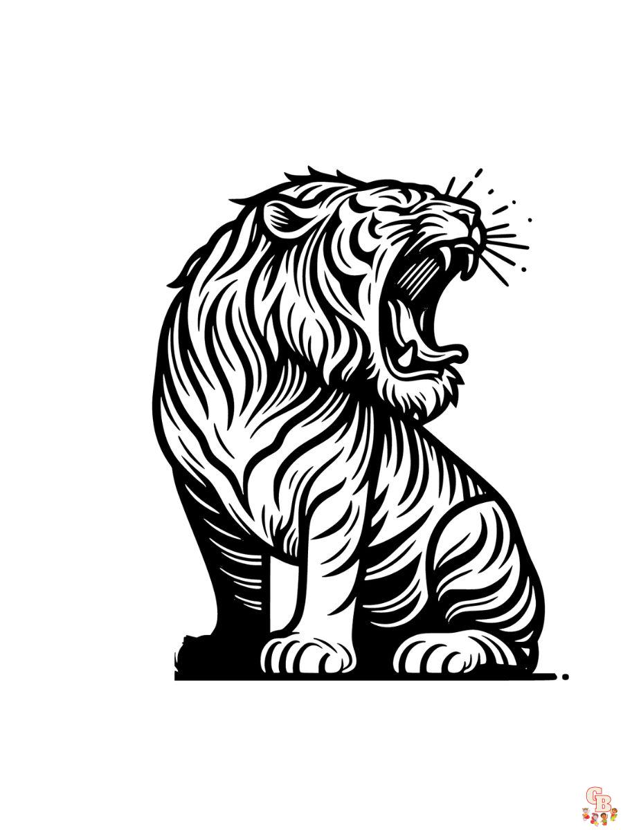 Tiger Roaring Coloring Pages Free