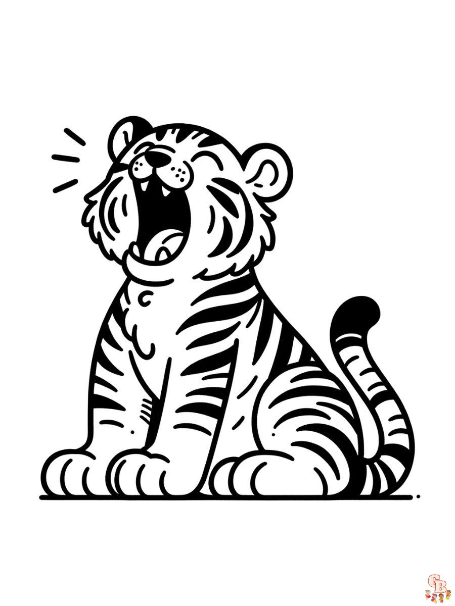 Tiger Roaring Coloring Pages to print