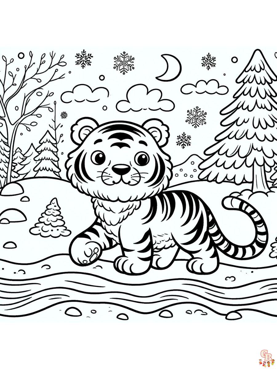 Tiger Walks Coloring Pages printable