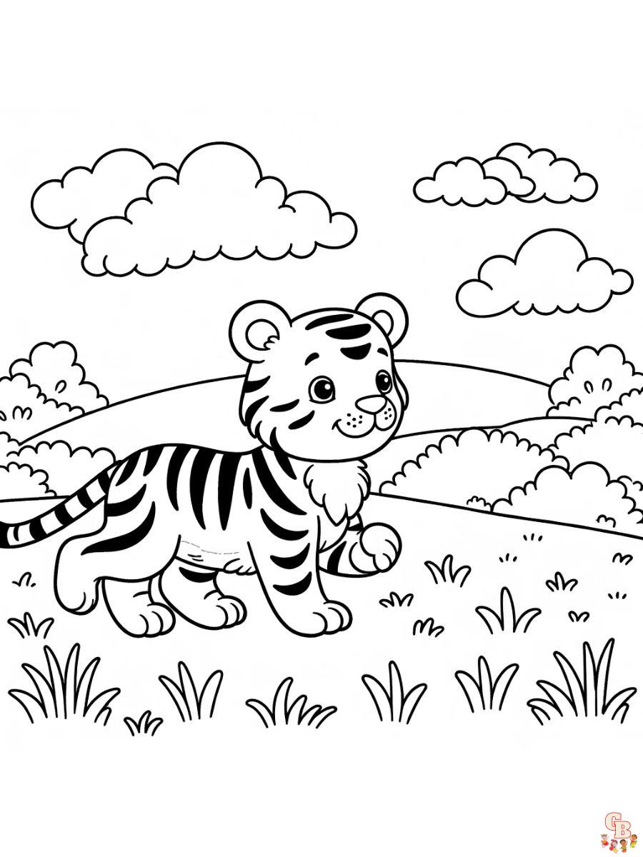 Tiger Walks Coloring Pages