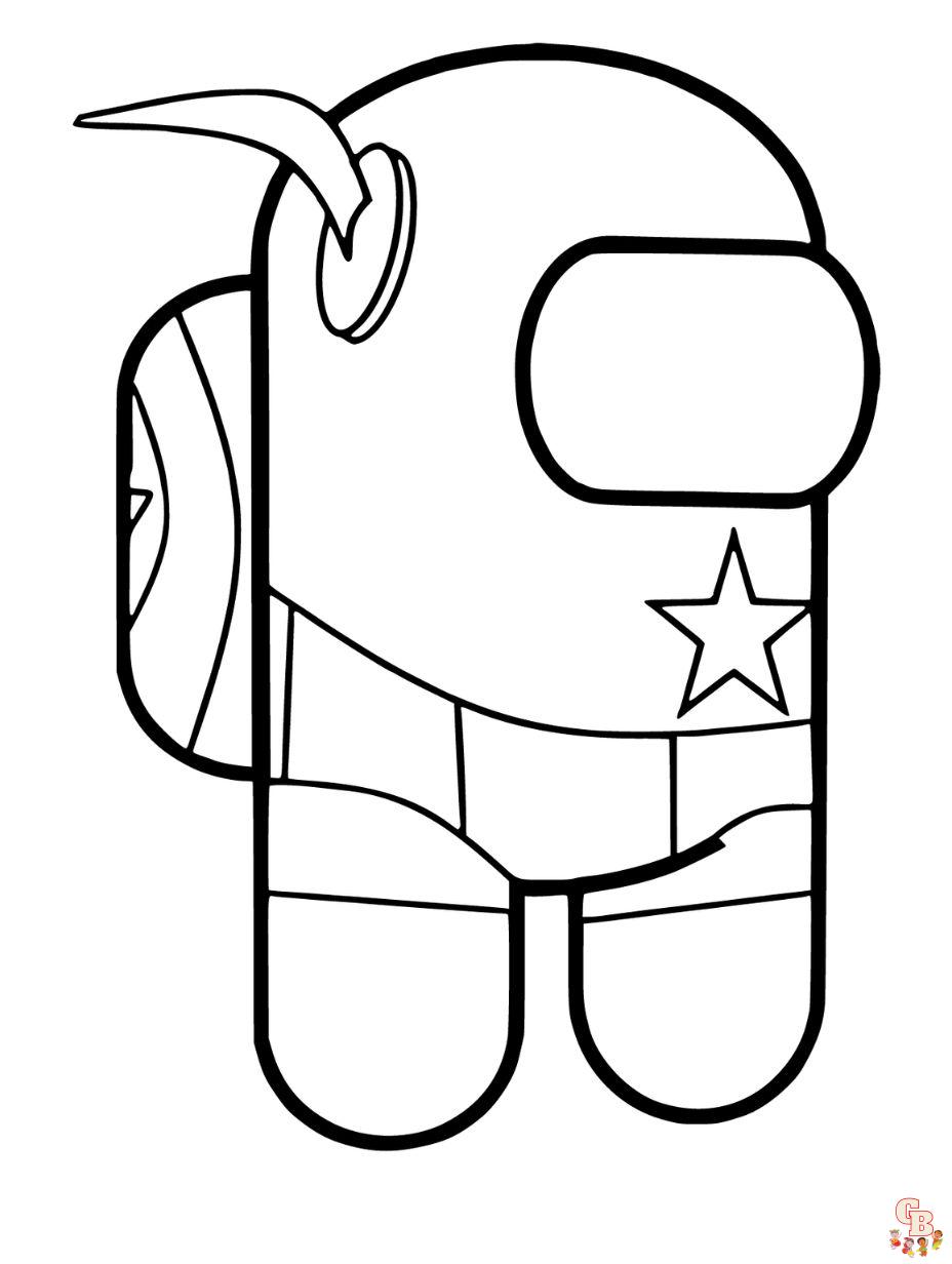 among us captain america coloring pages