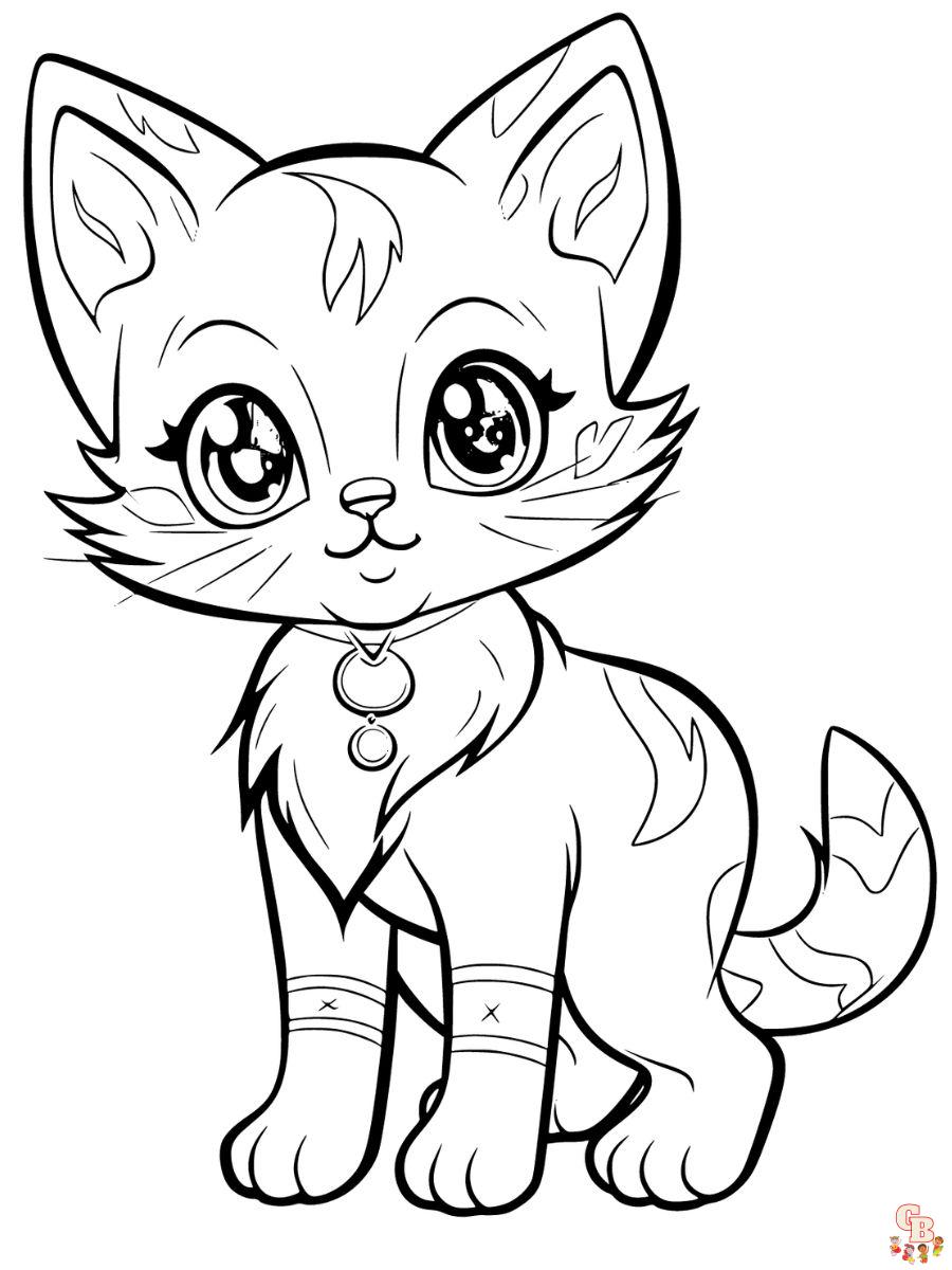 anime cat coloring page printable