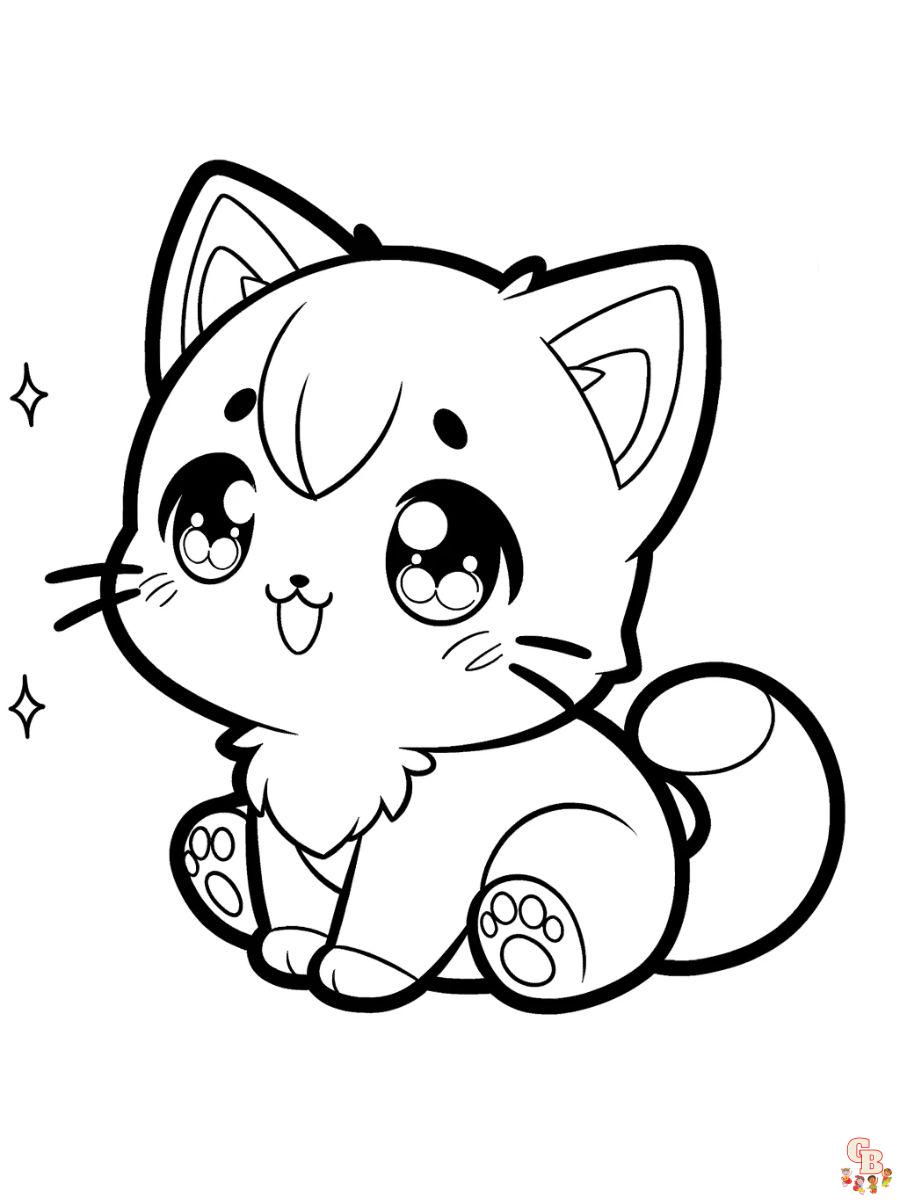 anime cat coloring page