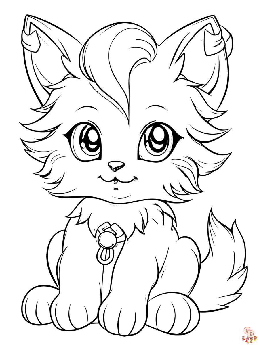 anime cat coloring pages free