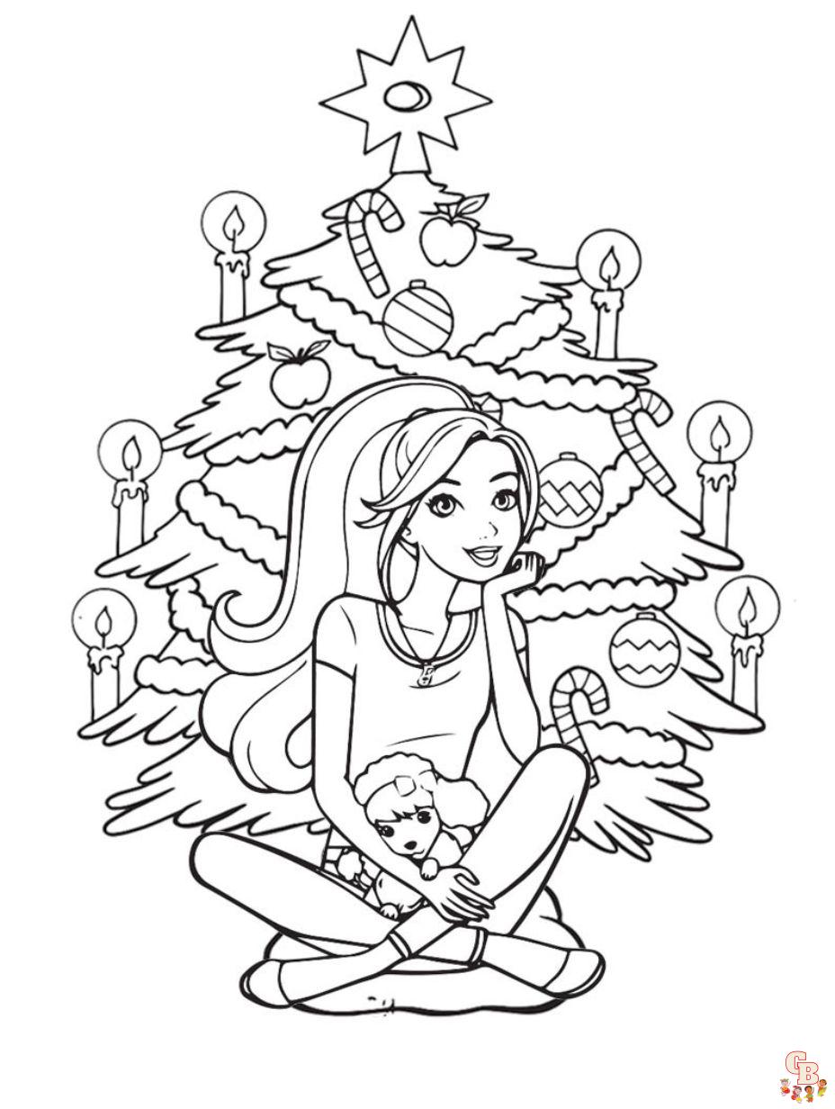 barbie christmas printable coloring pages