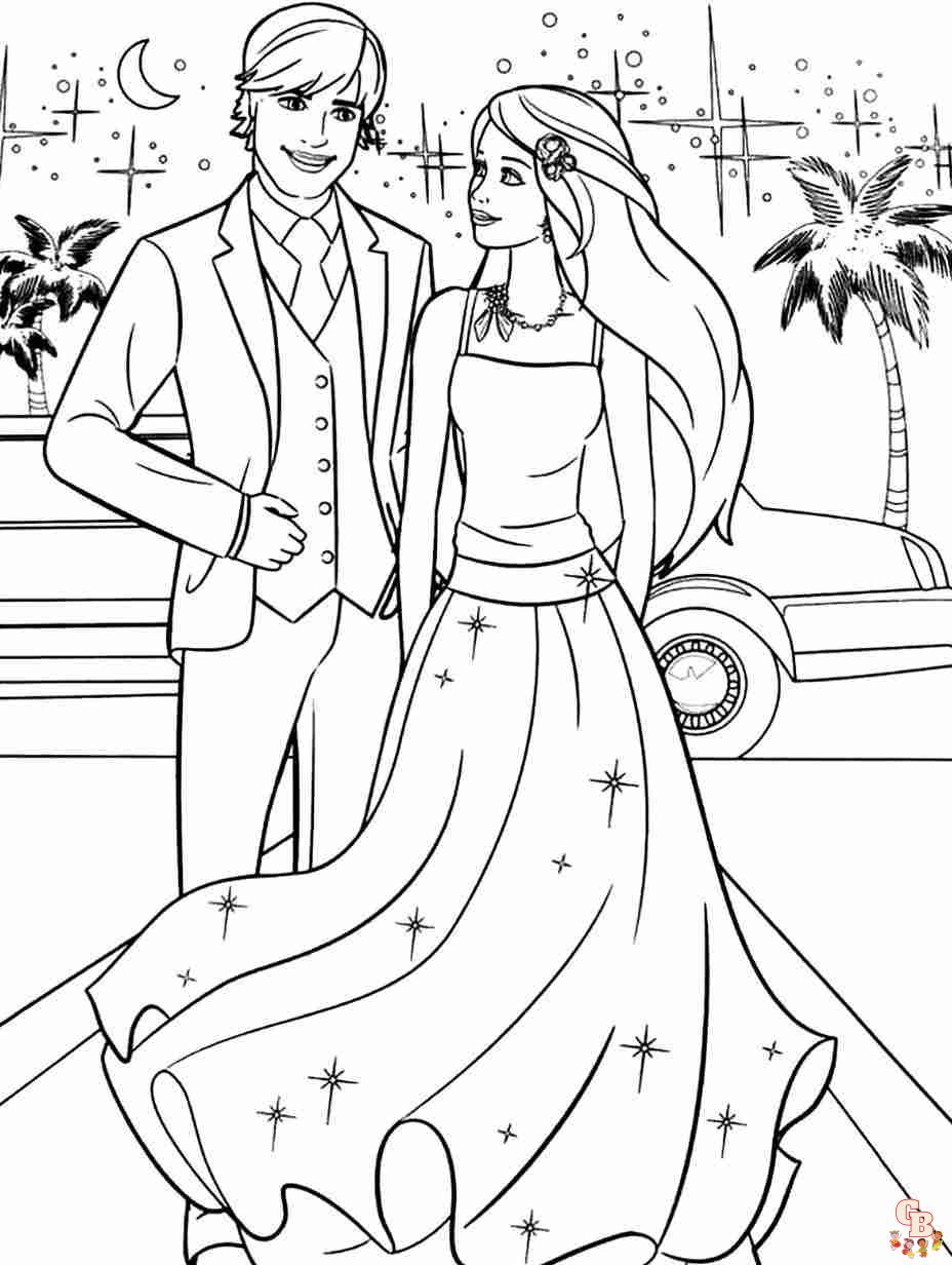 barbie & ken coloring pages