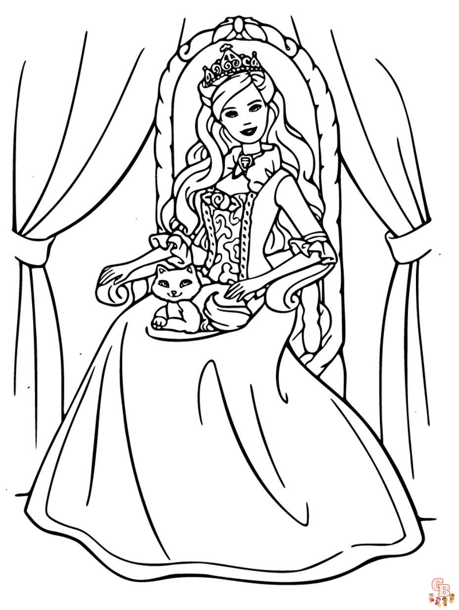 barbie princess coloring page