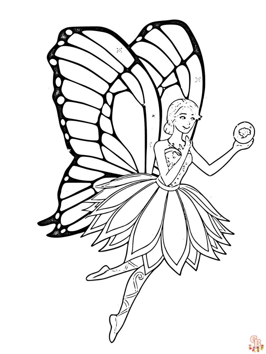 barbie princess fairy coloring pages