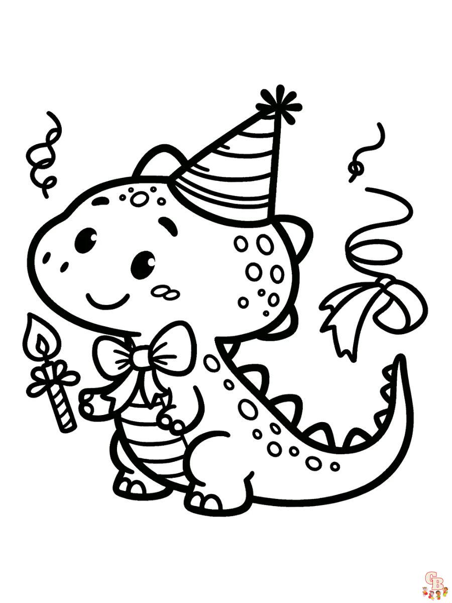 birthday dinosaur coloring page