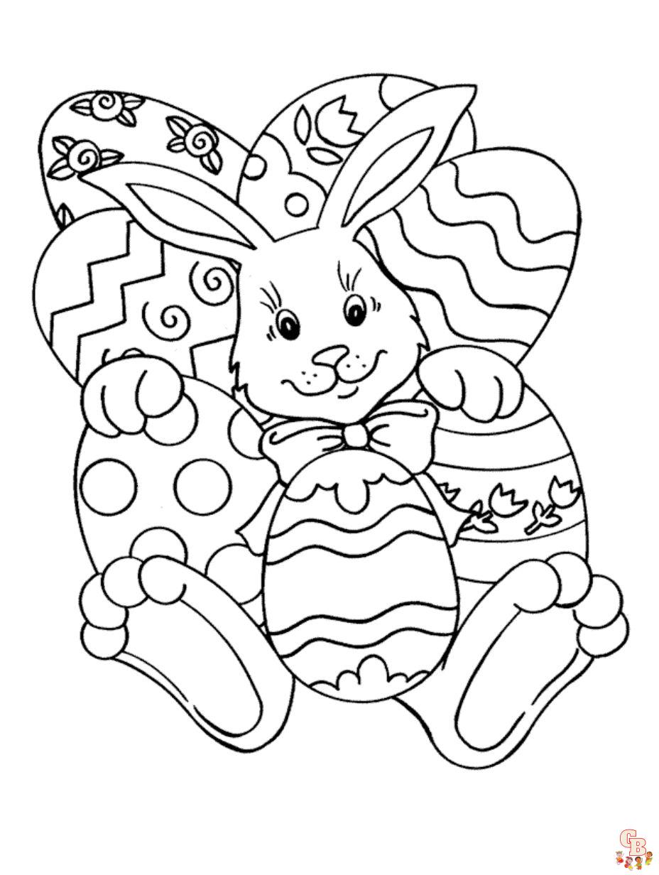 bunny easter egg coloring pages