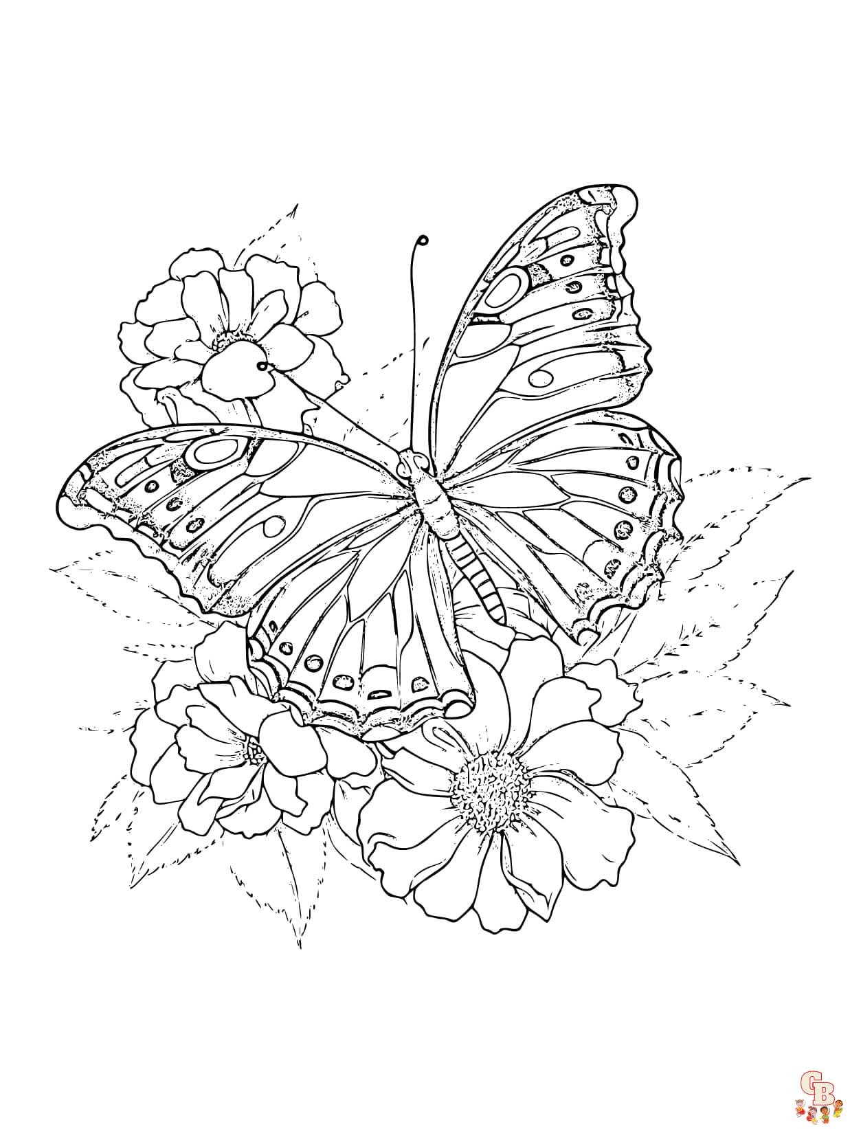 butterfly and flower coloring pages edge