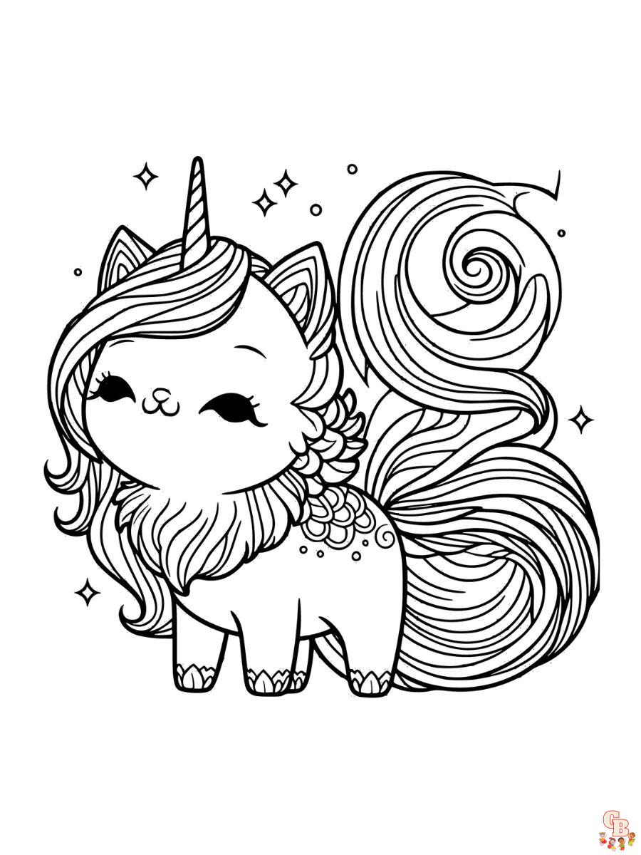 cat and unicorn coloring page