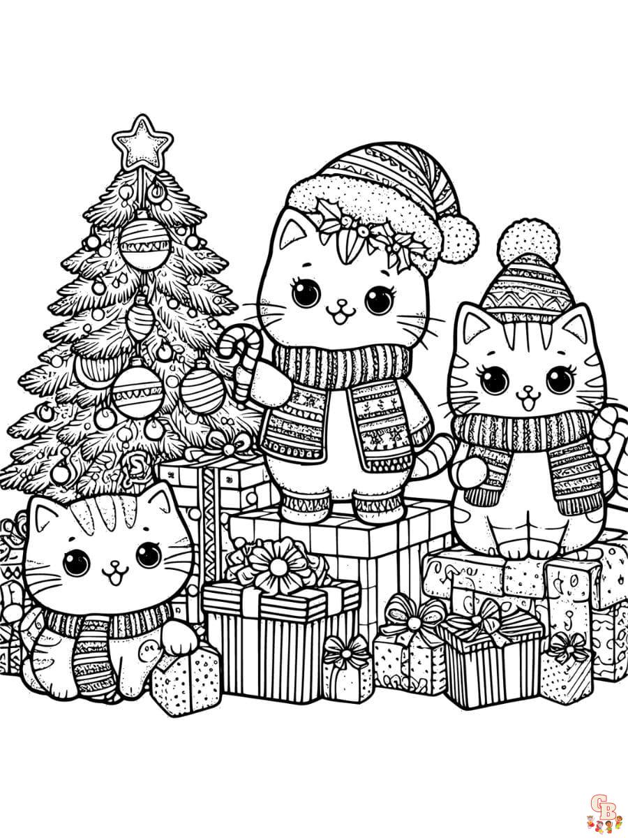 cat christmas coloring pages