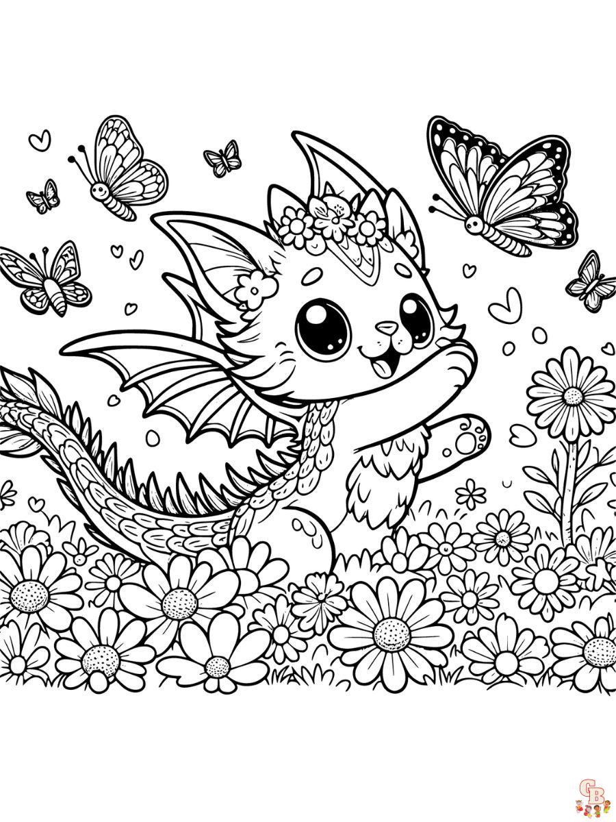 cat dragon coloring pages printable