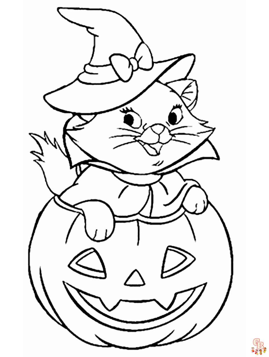 cat halloween coloring page