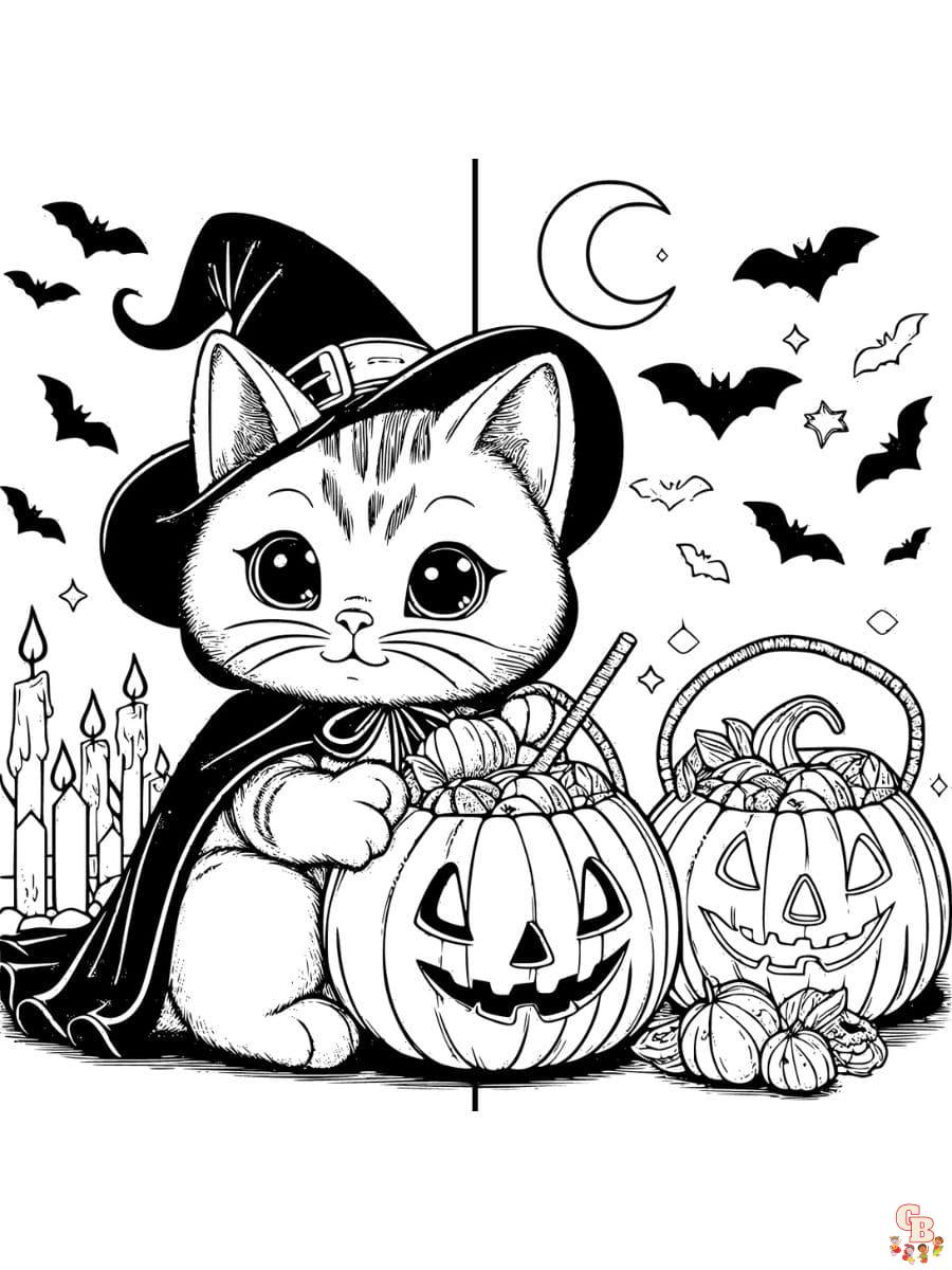 cat halloween coloring pages