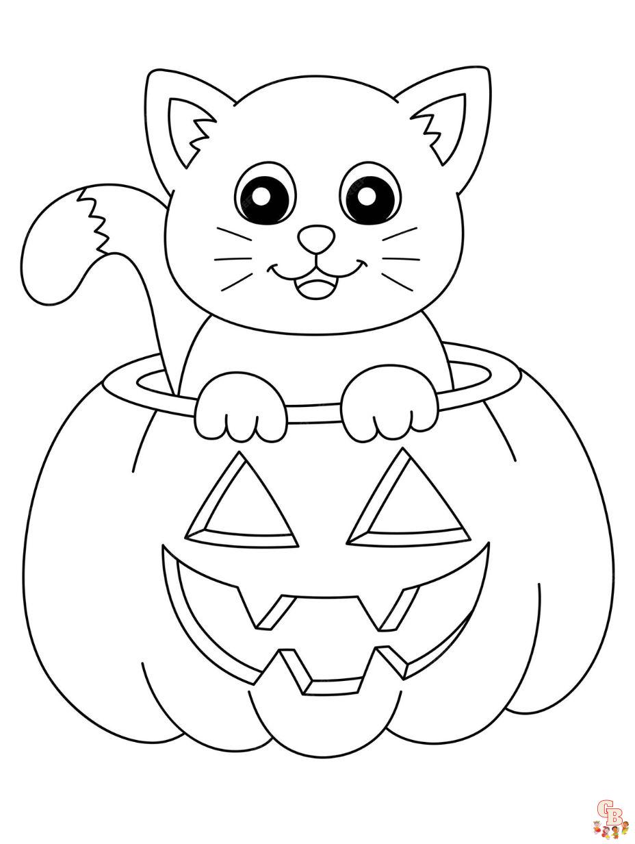 cat halloween coloring pages