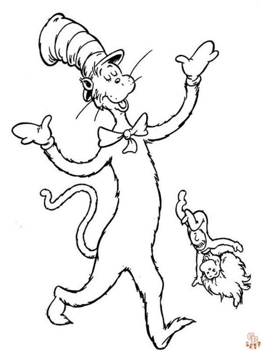 cat in the hat coloring pages