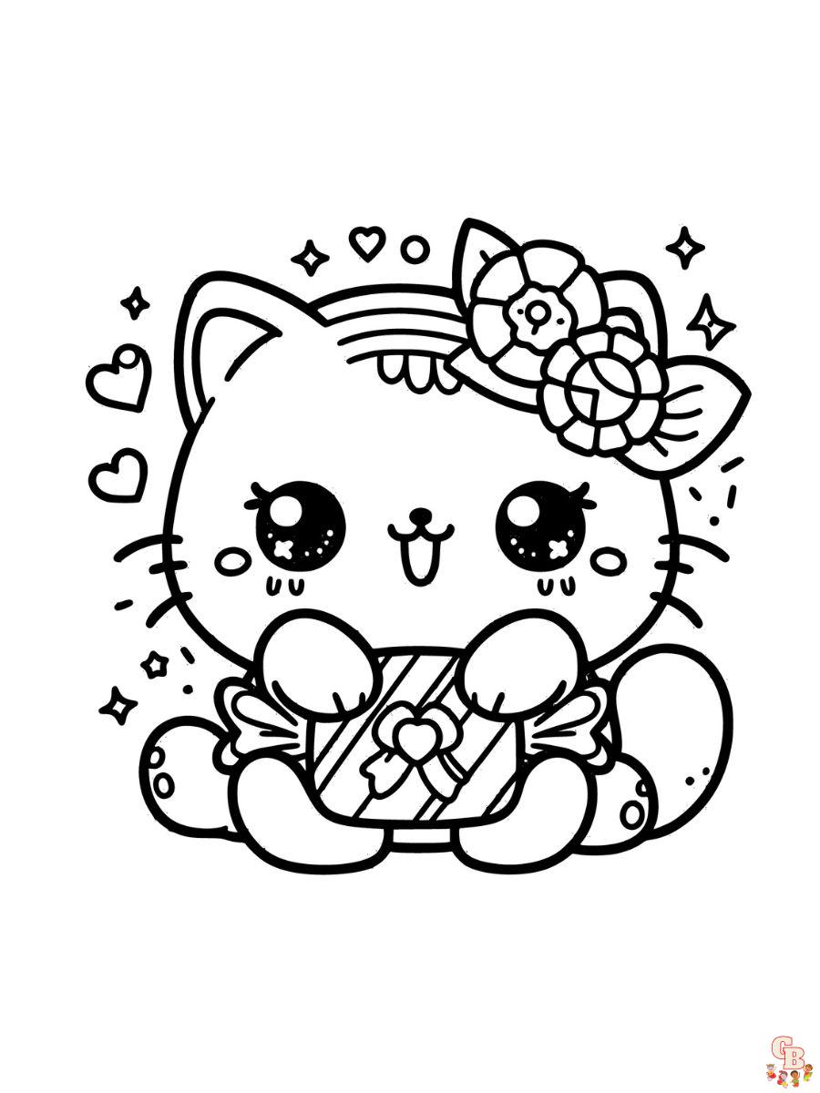 cat kawaii coloring pages