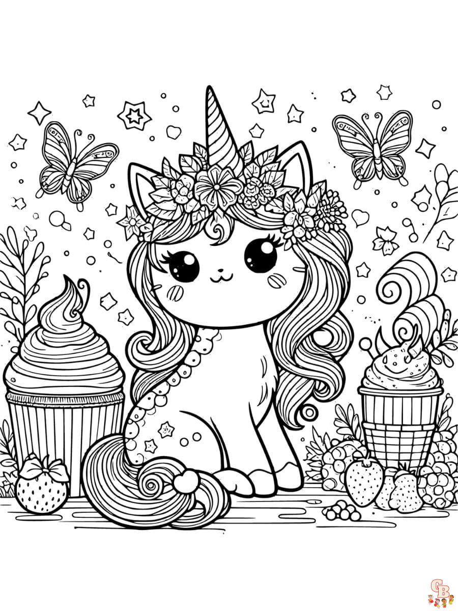 cat unicorn coloring page