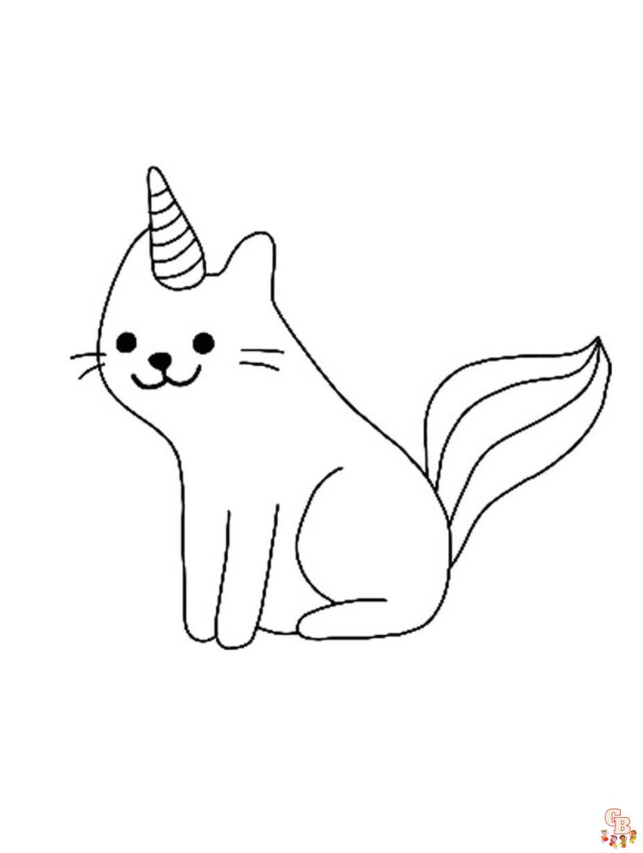 cat unicorn coloring page