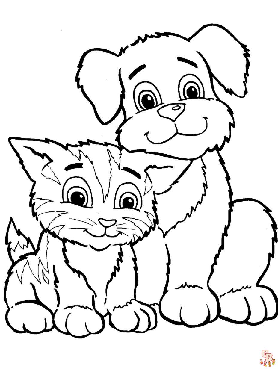 cats and dogs coloring pages