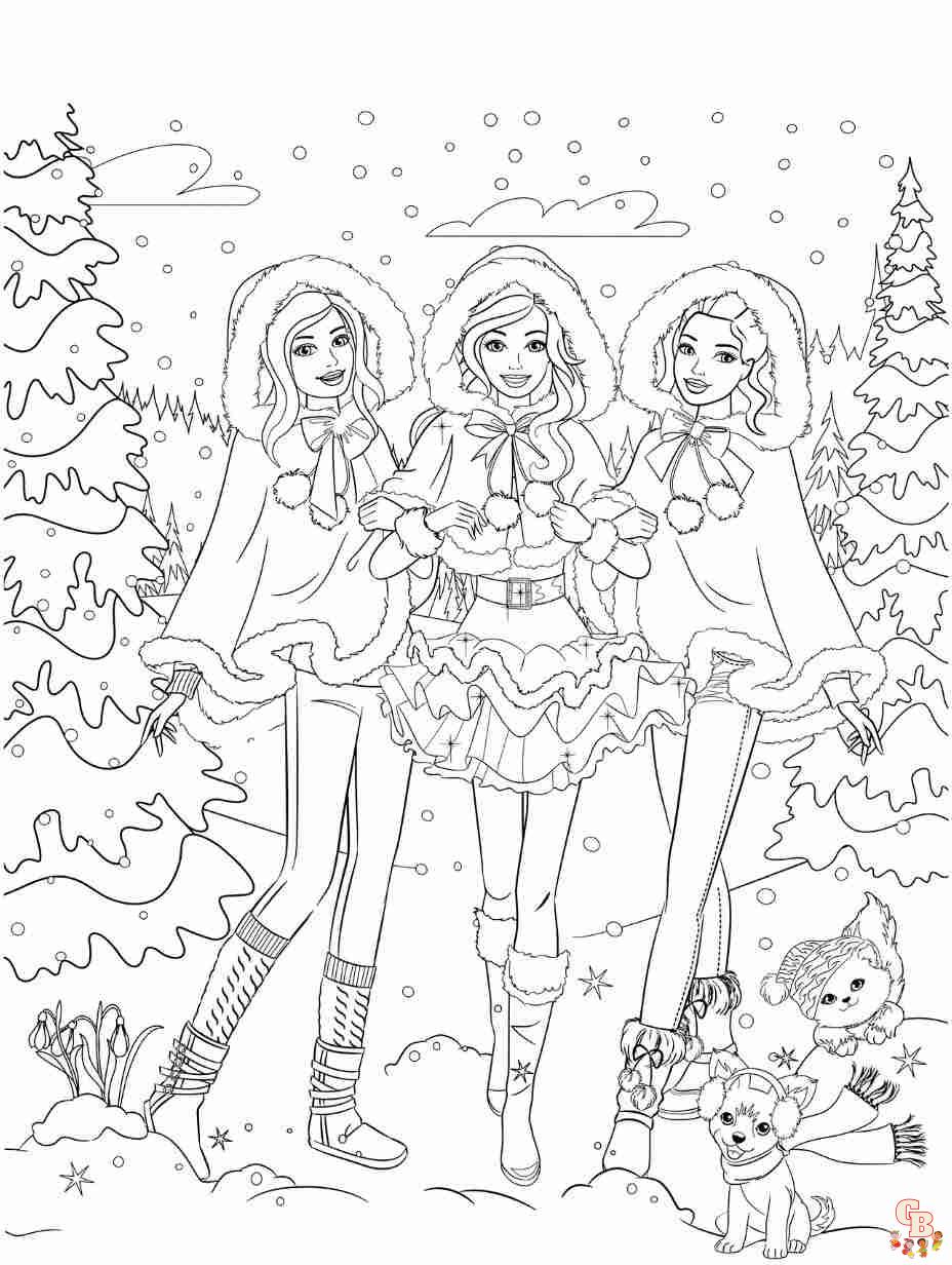 christmas barbie coloring pages