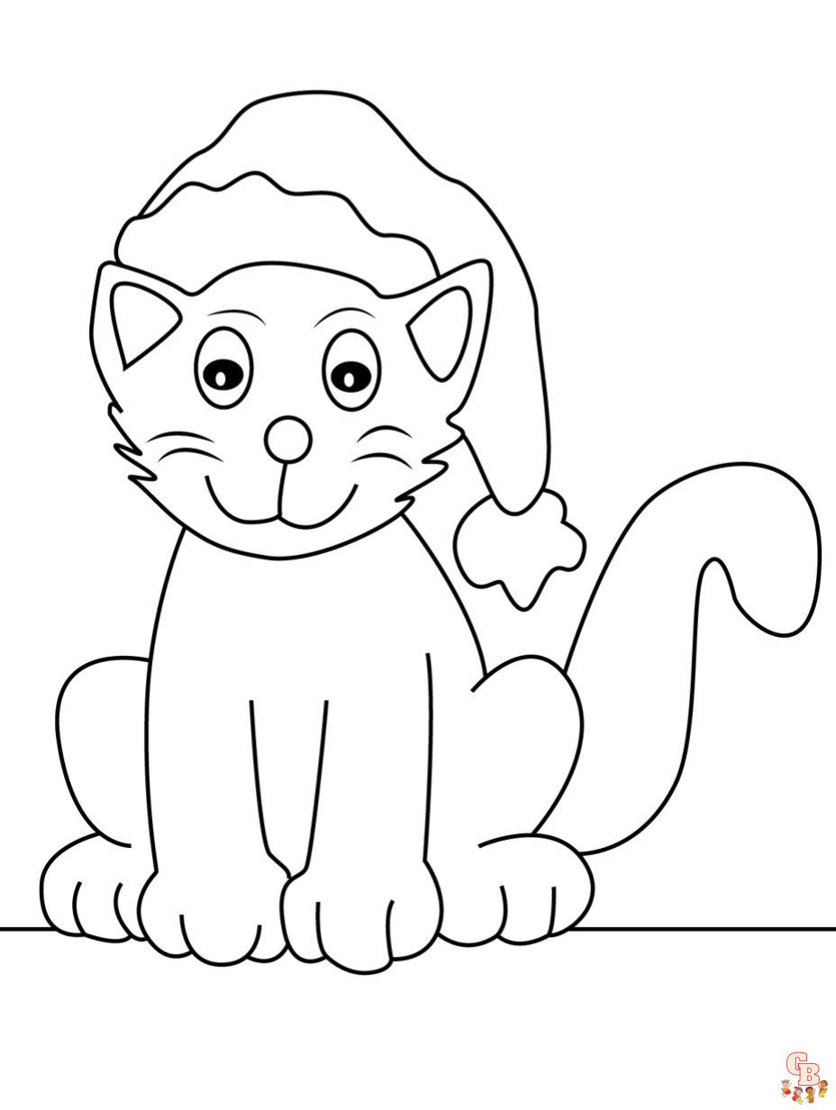 christmas cat coloring page