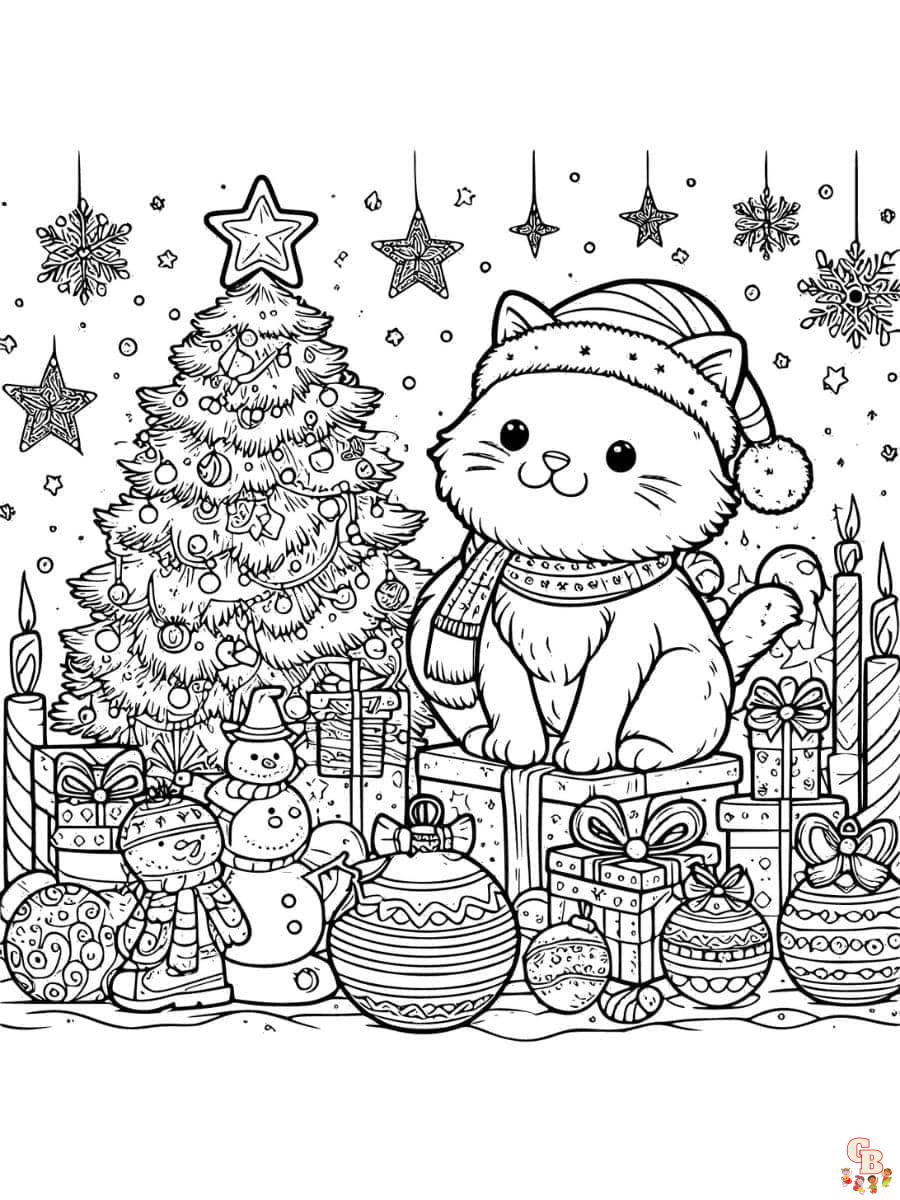 christmas cat coloring pages