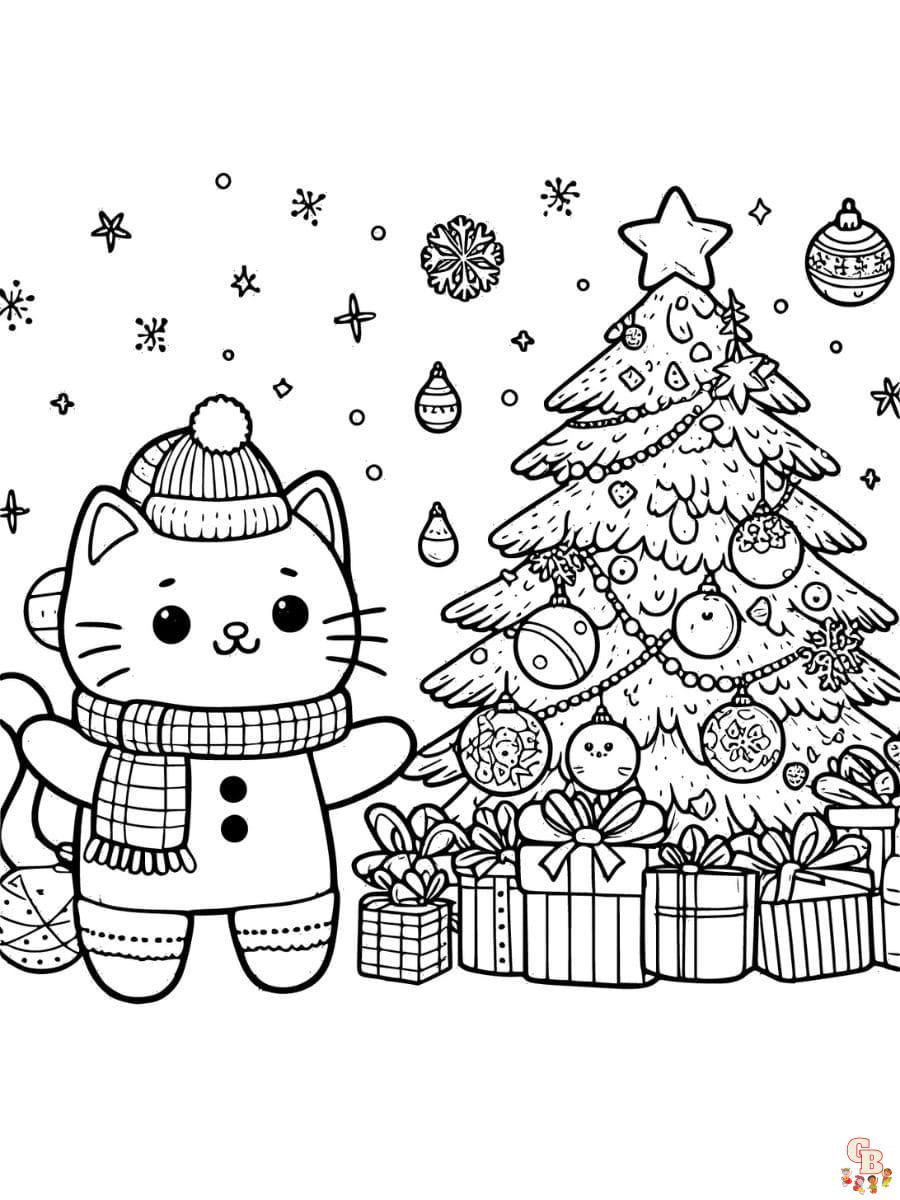 christmas cat coloring pages free