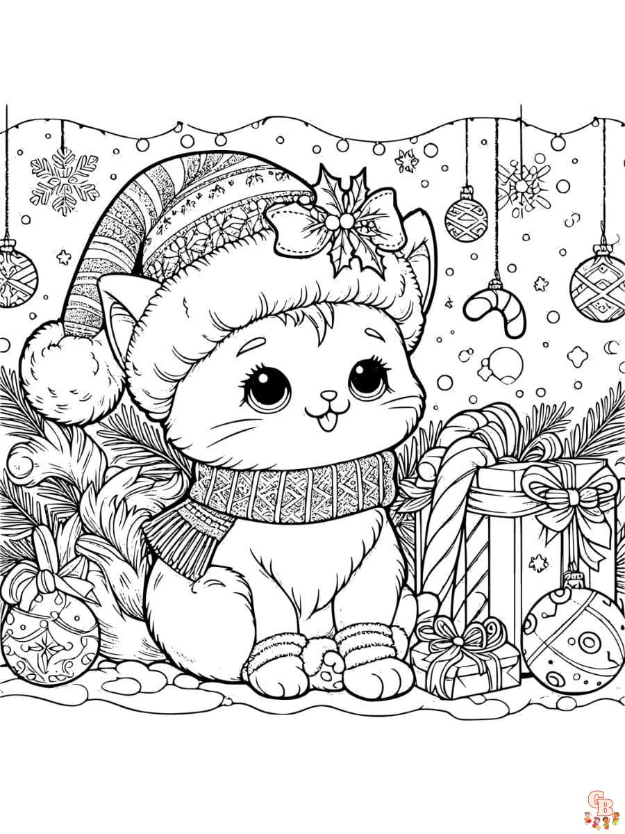 christmas cats coloring pages