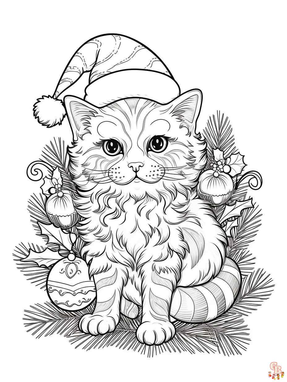 christmas cats coloring pages for kids