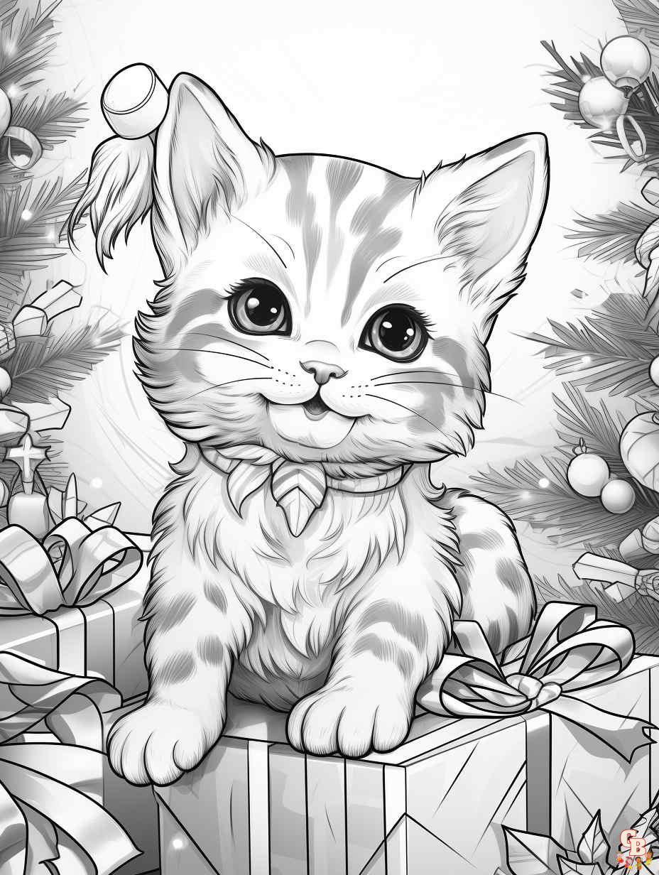 christmas cats coloring pages