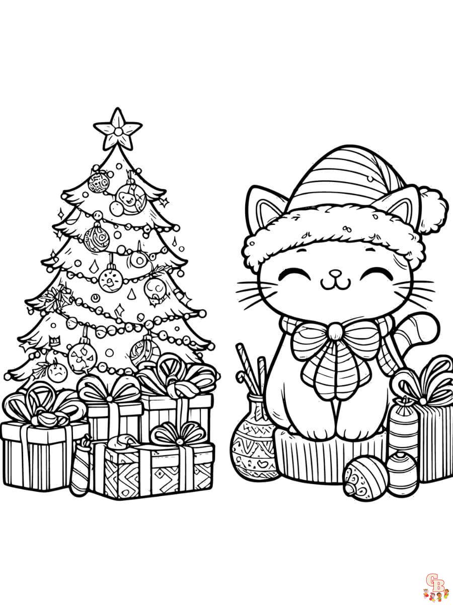 christmas coloring pages cats