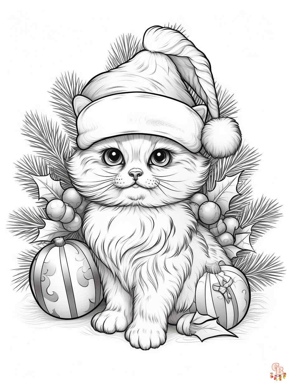 christmas coloring pages cats