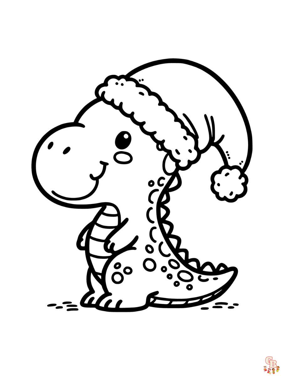 christmas dinosaur coloring page