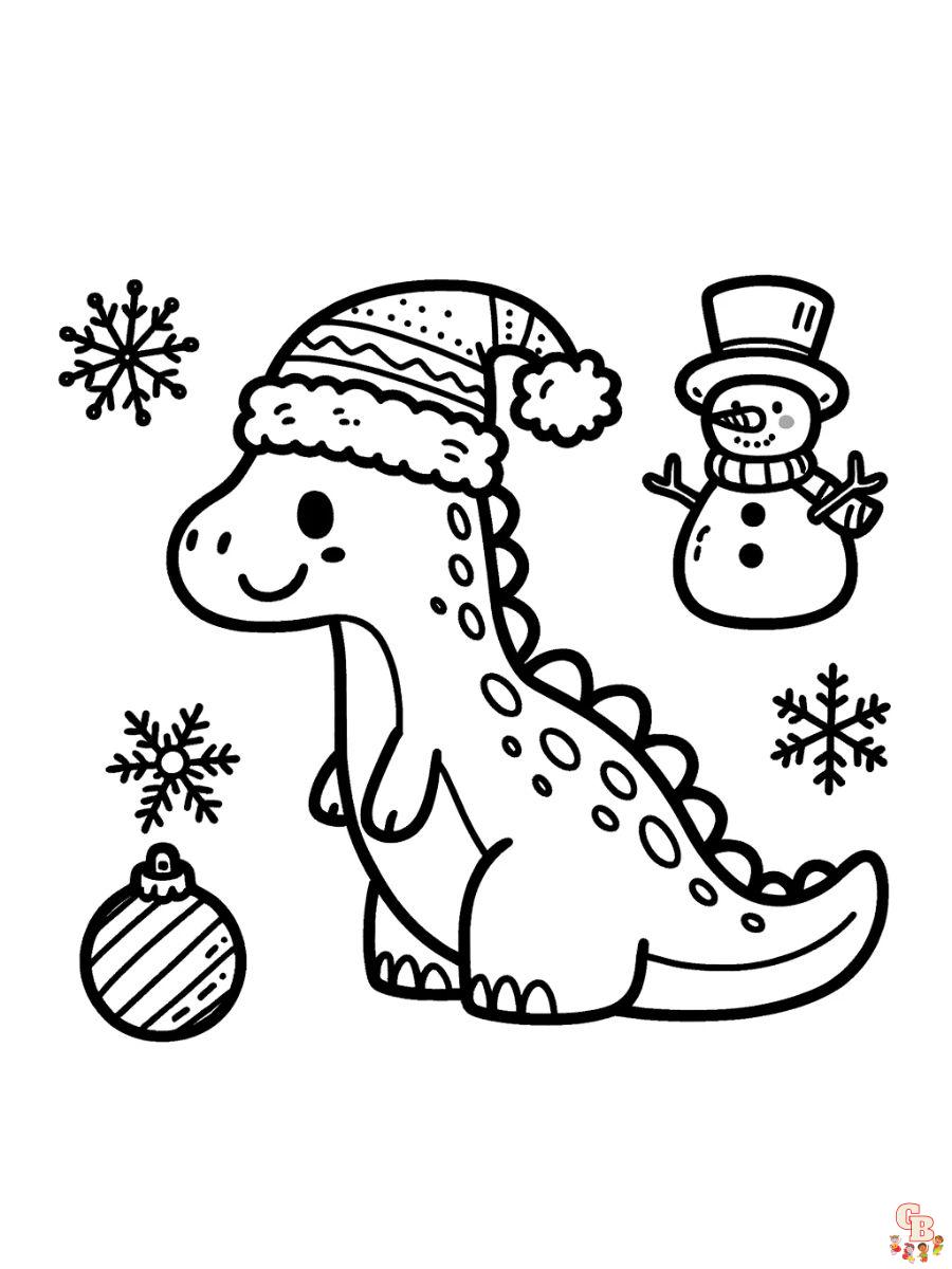 christmas dinosaur coloring pages