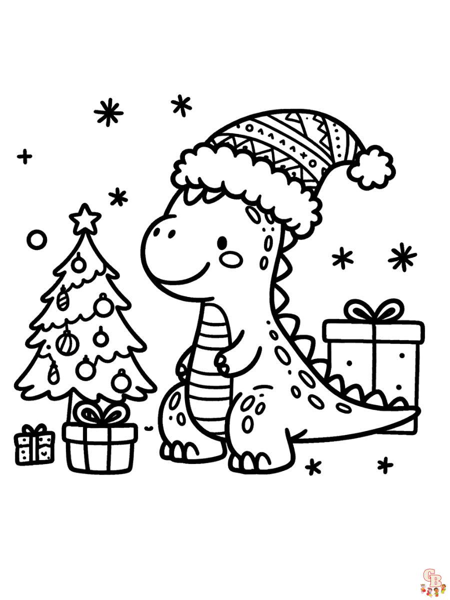 christmas dinosaur coloring pages free