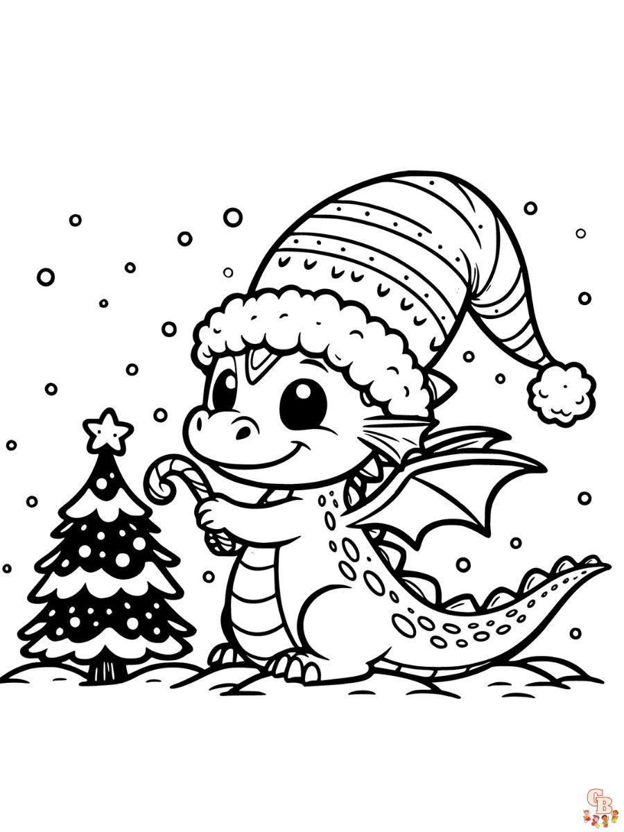 christmas dragon coloring pages cute