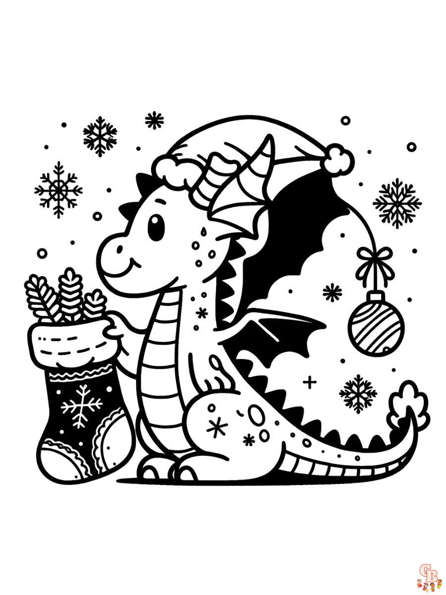 christmas dragon coloring pages easy